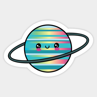 Funny Cute Rainbow Planet Uranus Sticker